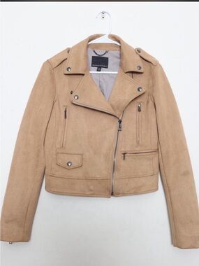 Banana Republic Tan Suede Asymmetrical Moto Jacket